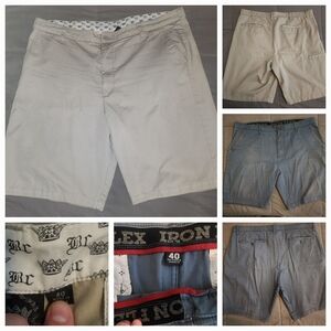 Mens 40 Waist Beige & Light Blue Shorts